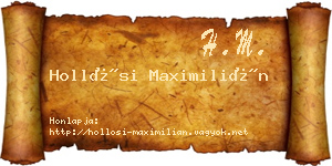 Hollósi Maximilián névjegykártya